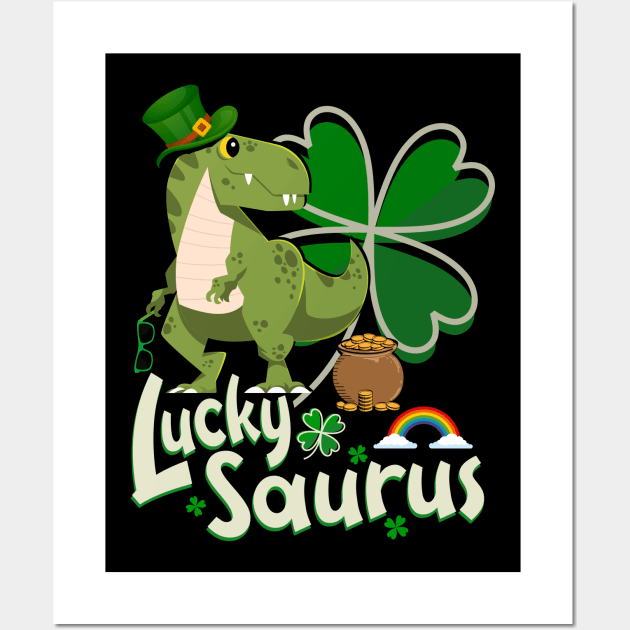 st patricks day dinosaur Wall Art by Jandjprints